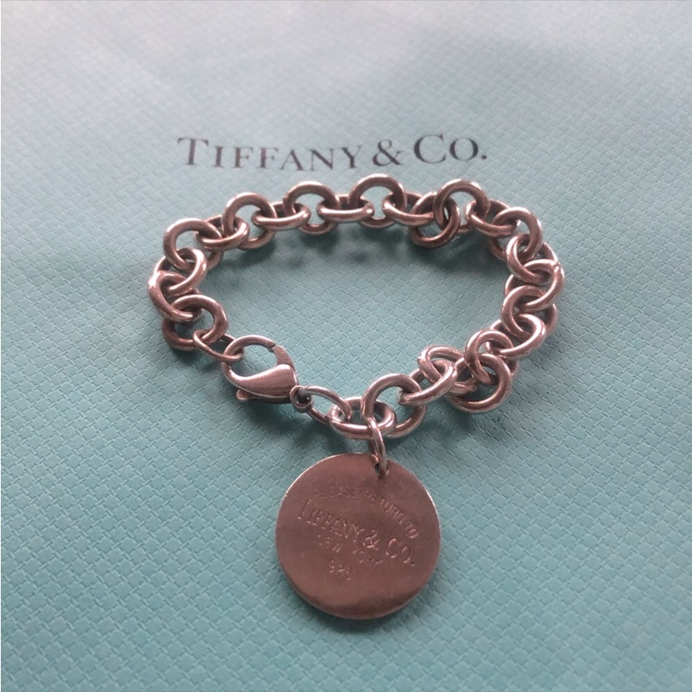 TIFFANY&CO.] Silver Medal Chains Bracelet with bag, card